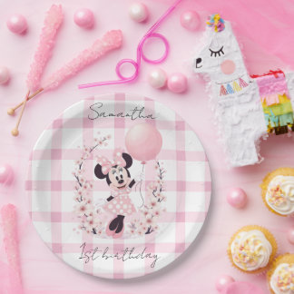 Minnie Maus bearbeitbare Namens-Papierteller Pappteller