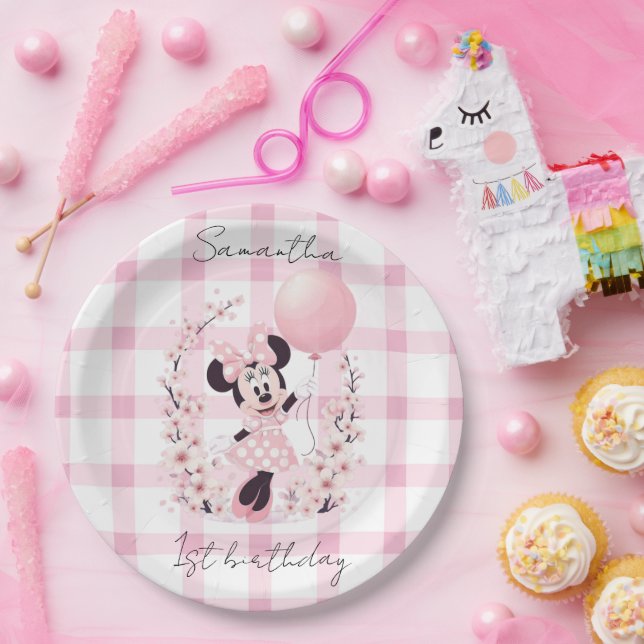 Minnie Maus bearbeitbare Namens-Papierteller Pappteller (Party)