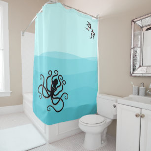 Minoische Stile Seascape Octopus & Swallows Duschvorhang
