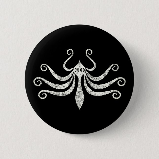 Minooktopus im Minimalstil (Not) Button (Vorderseite)