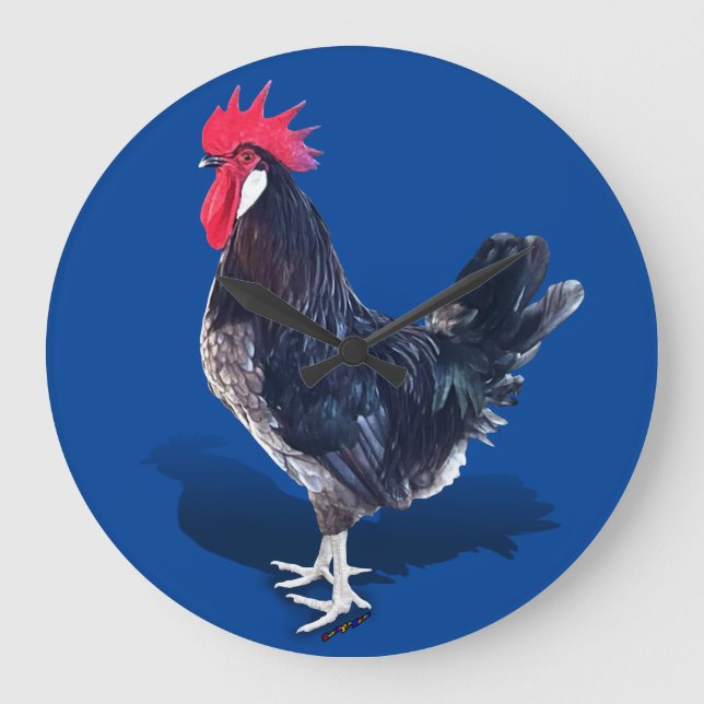 Minorca Rooster Große Wanduhr (Vorderseite)