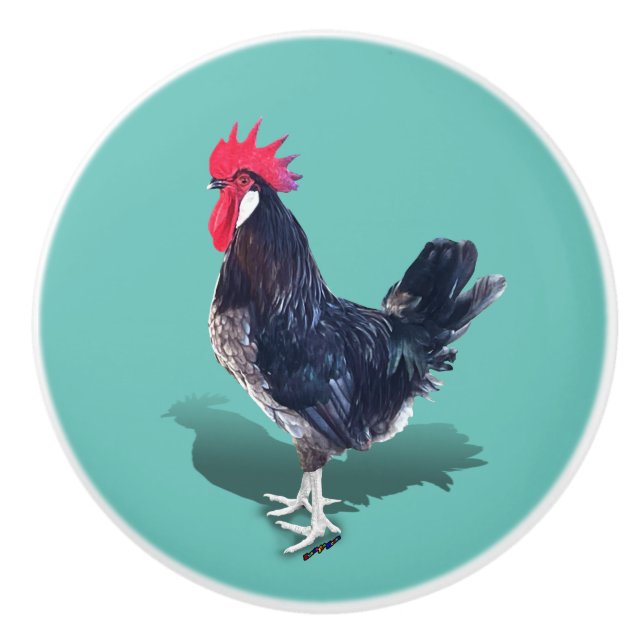 Minorca Rooster Keramikknauf (Vorderseite)
