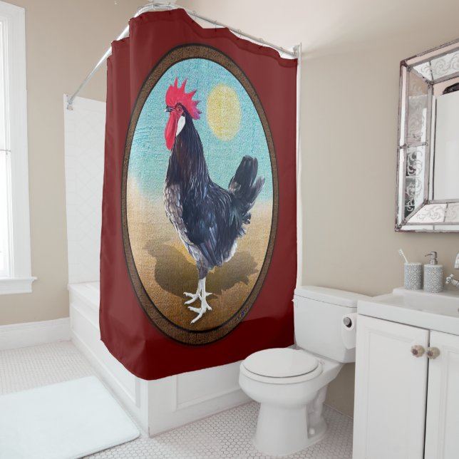 Minorca Rooster Vintag Oval Duschvorhang (Beispiel)