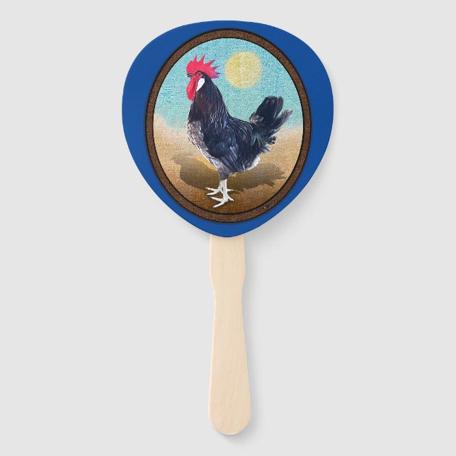 Minorca Rooster Vintag Oval Fächer (Vorderseite)