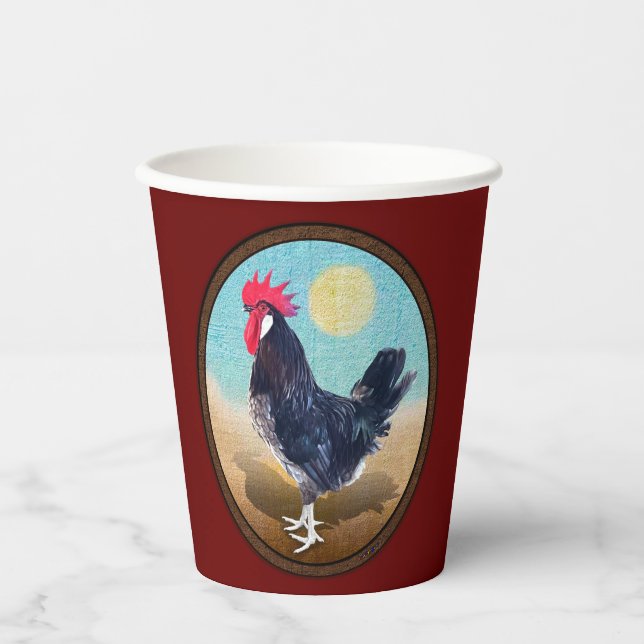Minorca Rooster Vintag Oval Pappbecher (Vorderseite)