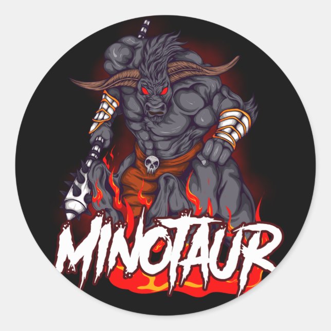 Minotaur Runder Aufkleber (Vorderseite)