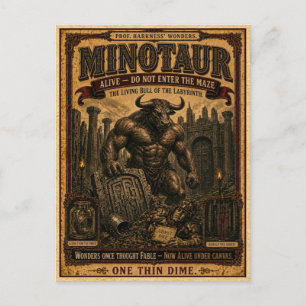 Minotaurus, Vintage-Zirkus-Monster Postkarte
