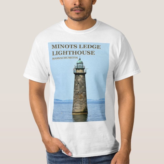 Minots Ledge Lighthouse, T-Shirt Massachusetts (Devant)