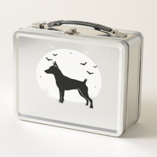 MinPin Hund � Halloween Mond Silhouette Klassische Metall Brotdose