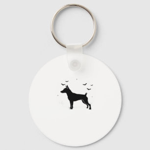 MinPin Hund � Halloween-Mond-Silhouette Klassische Schlüsselanhänger