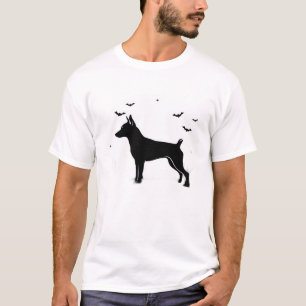 MinPin Hund � Halloween Mond Silhouette Klassische T-Shirt