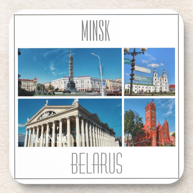 Minsk Belarus Collage Architecture Untersetzer (Vorderseite)