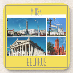 Minsk Belarus Collage Architektur Kaffeepad Getränkeuntersetzer