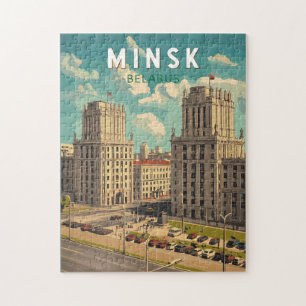 Minsk Belarus Illustration Reise Kunst Vintage