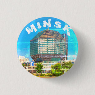 Minsk Belarus Staat Library Architecture City Button