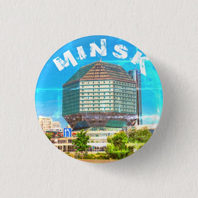Minsk Belarus Staat Library Architecture City Button (Vorderseite)