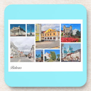 Minsk Pinsk Belarus Collage Architektur Untersetze Getränkeuntersetzer