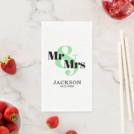 Mint and Black Mr & Mrs. Wedding Serviette