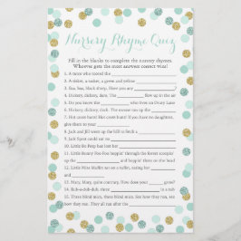 Mint and Gold Baby Dusche Kinderzimmer Rhyme Quiz