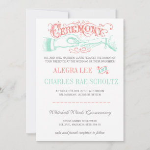 Mint and Peach Modern Vintage Typography Invite Einladung