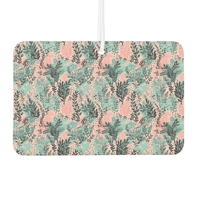 Mint and Pink Forest Pattern Autolufterfrischer (Vorderseite)