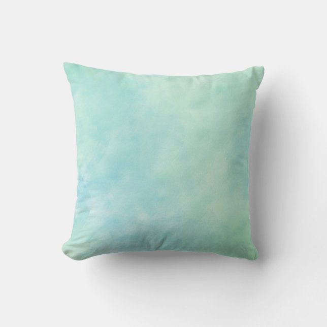 Mint Aqua Blue Gefärbte Krawatte Wasserfarbe Kissen (Vorderseite)