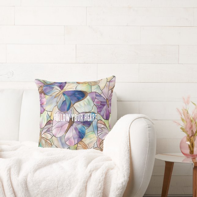 Mint Aqua Blue Lila Schmetterlinge Kissen (Liege)