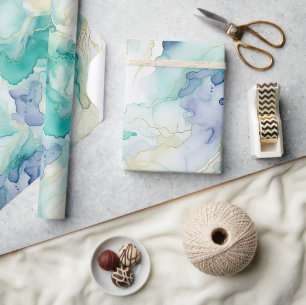 Mint Aqua Blue Tinte Marmor Geschenkpapier