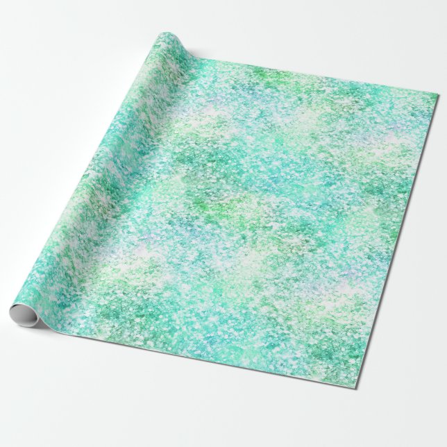 Mint Aqua Confetti Glitzer Unicorn Geschenkpapier (Ungerollt)