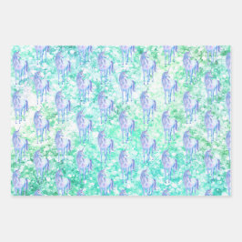 Mint Aqua Confetti Glitzer Unicorn Geschenkpapier Set