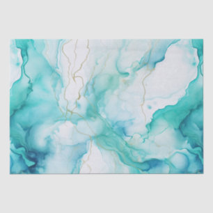 Mint Aqua Gold Tinte Marmor Seidenpapier