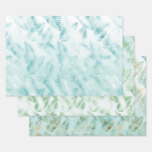 Mint Aqua Ombre Feuilles tropicaux