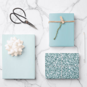 Mint Aqua Ombre Glitz Geschenkpapier Set