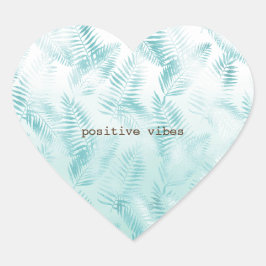 Mint Aqua Ombre Tropical Blätter Herz-Aufkleber