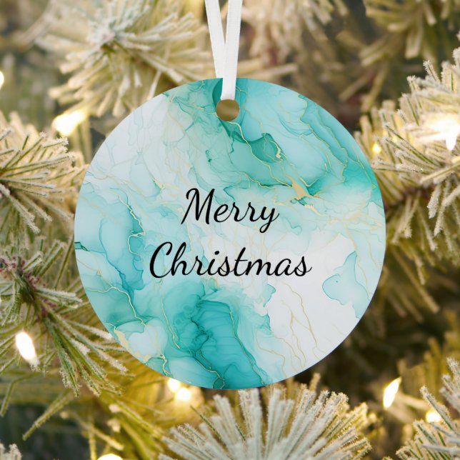 Mint Aqua Pearl Gold Marmor Ornament Aus Metall (InSitu)