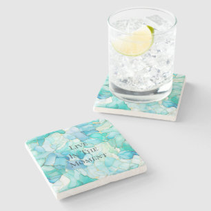 Mint Aqua Pearl Gold Marmor Steinuntersetzer
