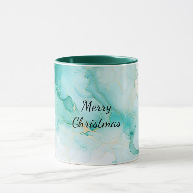Mint Aqua Pearl Gold Marmor Tasse (Zentrum)