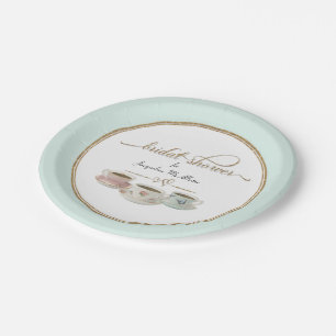 Mint Aqua Tea Party Brautparty-Dekoration Skript Pappteller