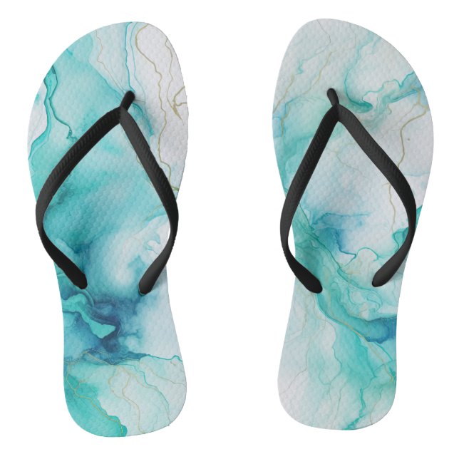 Mint Aqua Tinte Marmor Flip Flops (Fußbett)