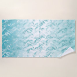 Mint Aqua White Tropical Blätter Strandtuch