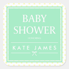 Mint Baby Duschband mit gelben Polka Dosen Quadratischer Aufkleber