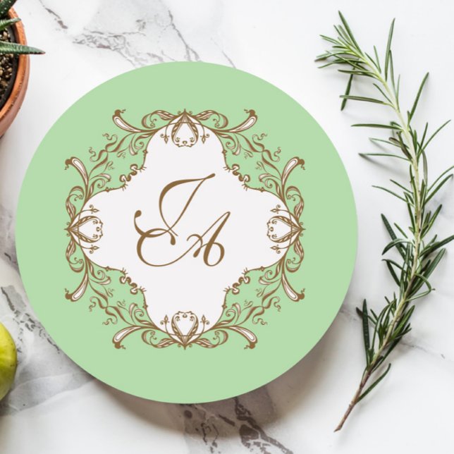 MINT BAROCK HOCHZEIT Coaster Runder Pappuntersetzer (Von Creator hochgeladen)
