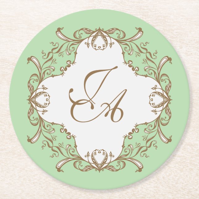 MINT BAROCK HOCHZEIT Coaster Runder Pappuntersetzer (Vorderseite)