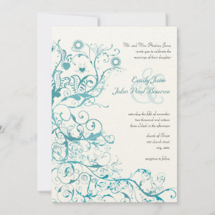 Mint Birds Wirbel Hochzeitseinladungen Einladung
