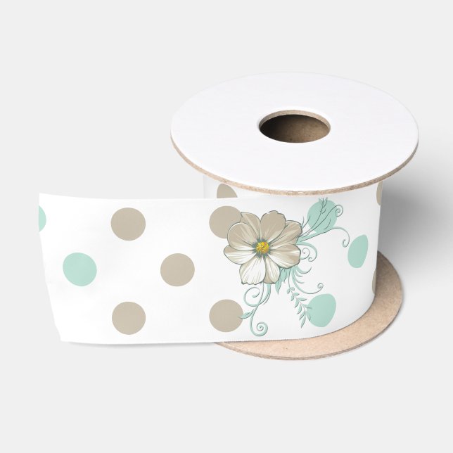 MINT BISQUE DOTS STRIPES BIBbon Satinband (Spule)