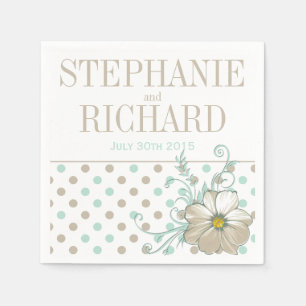 MINT BISQUE DOTS STRIPES PAPIERNAPKINS SERVIETTE