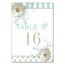 MINT BISQUE DOTS STRIPES Table Card