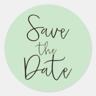 Mint & Black Script Type SAVE THE DATE Aufkleber