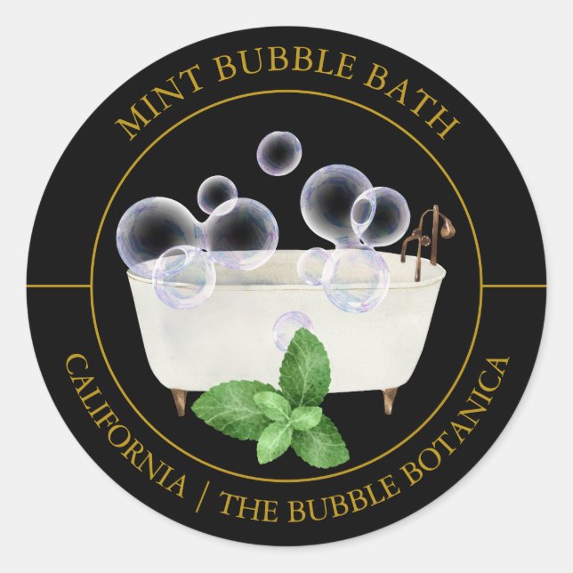 Mint-Blase-Bath-Etikett Runder Aufkleber (Vorderseite)