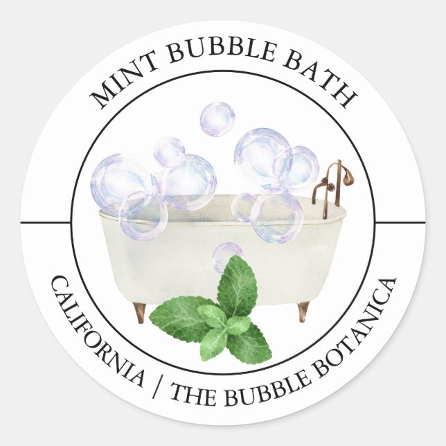 Mint-Blase-Bath-Etikett Runder Aufkleber (Vorderseite)